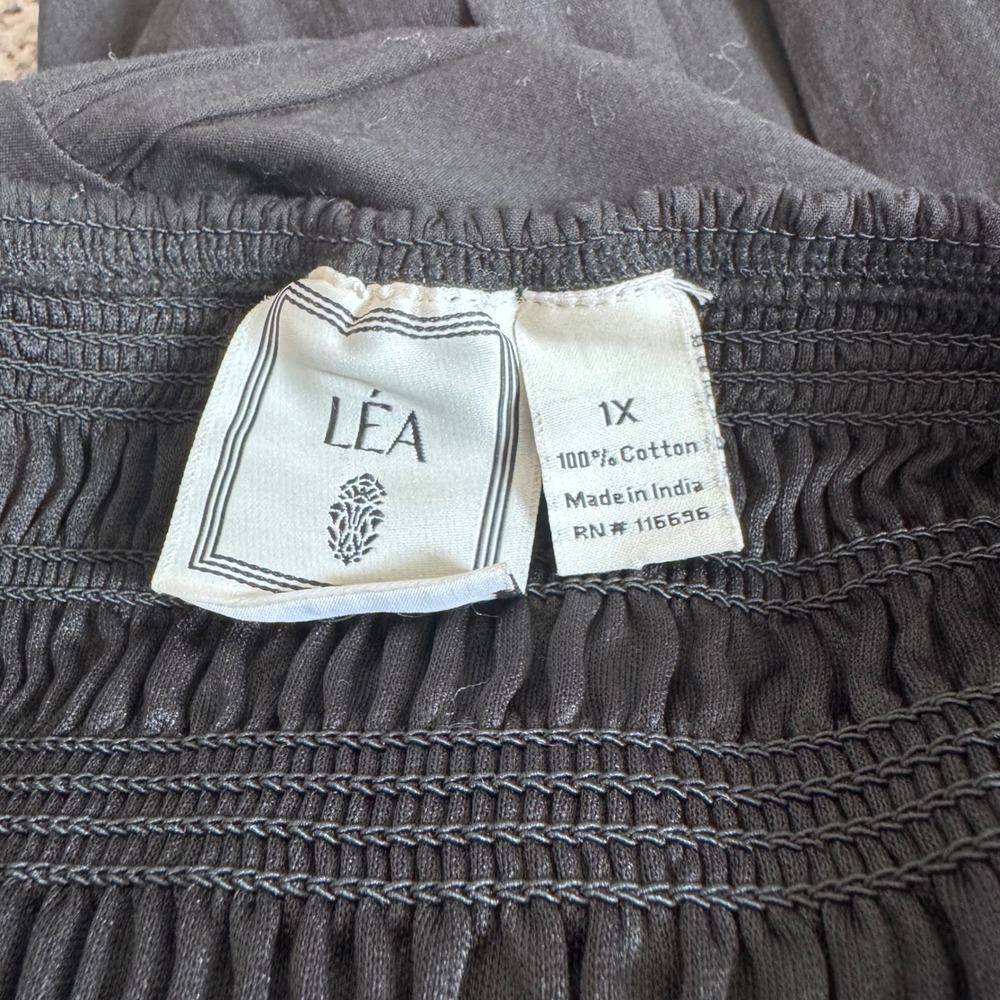 NWOT Lea Black Sleeveless Smocked Top Tiered Maxi Dress Women's Size 1X Cotton - Picture 4 of 7